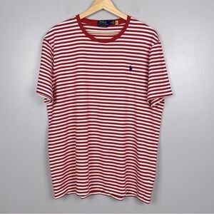 Polo Ralph Lauren men’s 100% cotton red & white custom slim fit t-shirt, XL.